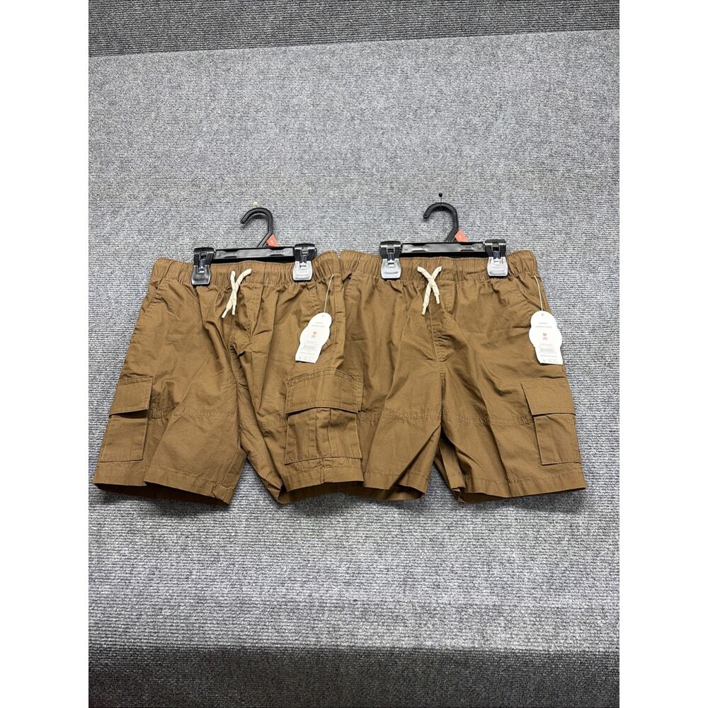 Lot Of 2 Wonder Nation Cargo Shorts Boy's Size M 8 Brown Drawstring NEW